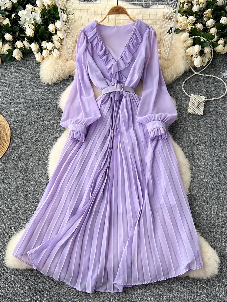 long lavender chiffon dress Purple Chiffon dress