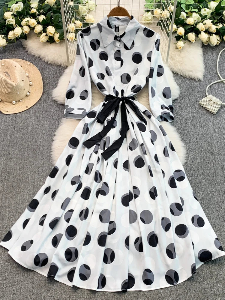 black white polka dot long sleeve dress Lukea Long Sleeve Mini Dress | Black Polka Dot | Womens