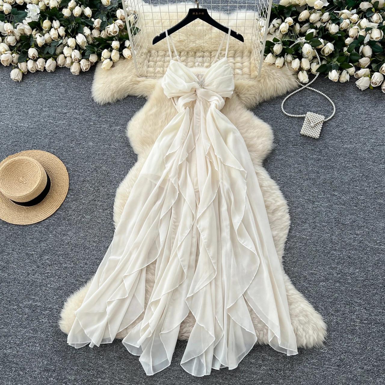 cream layered dress Amanda Tiered Dress in Cream XL / Cream