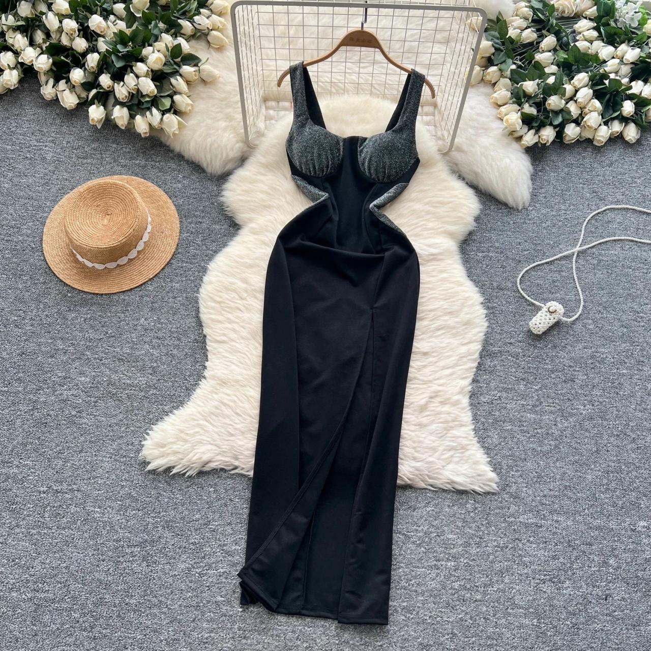 women's formal black dresses Black One Shoulder Maxi Dress